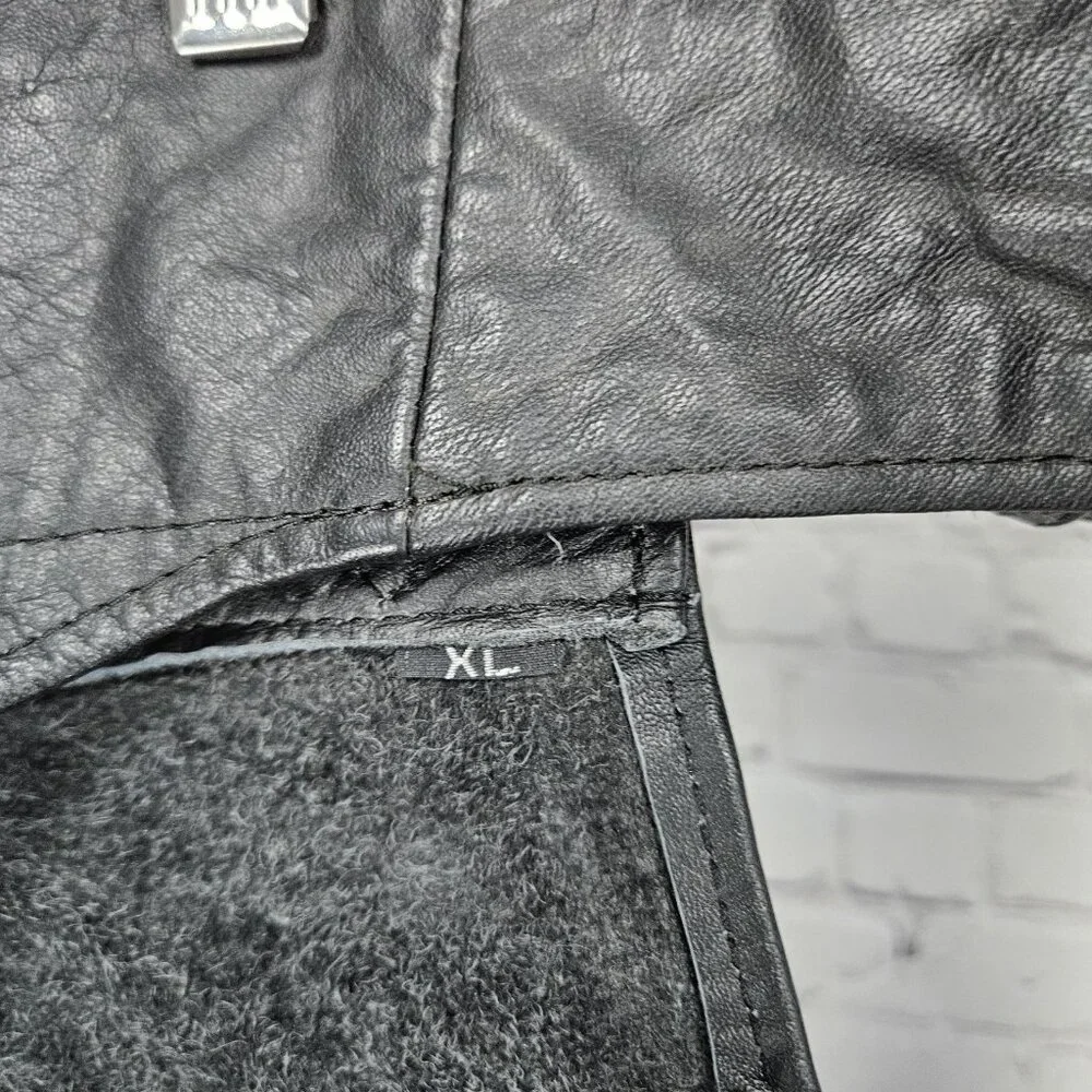 Interstate Leather Black Belted Zip Snap Motorcycle Gear Chaps Pants Size XL